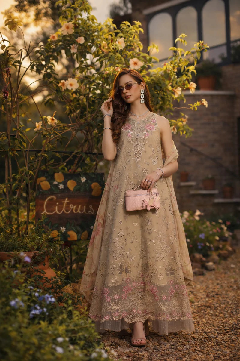 NOOR Luxury Lawn 3PC – Eid Special Handwork Schiffli Laserkari Suit (Unstitched) D9B-Velisse