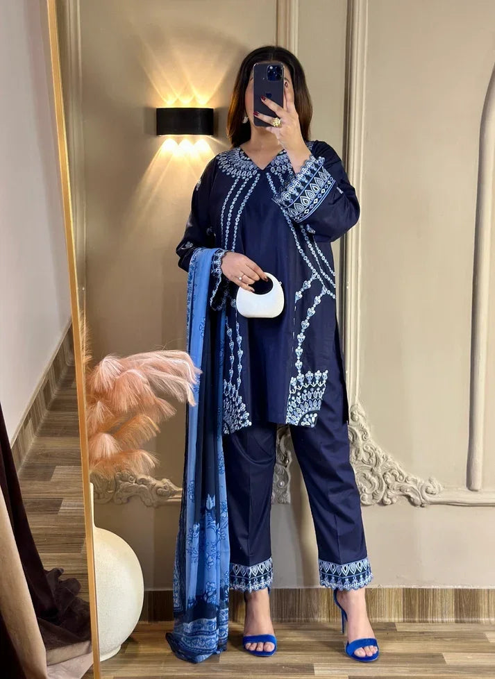 Amna Khurram Embroidered Lawn Cotton Stitched 3 Piece Suit (03)