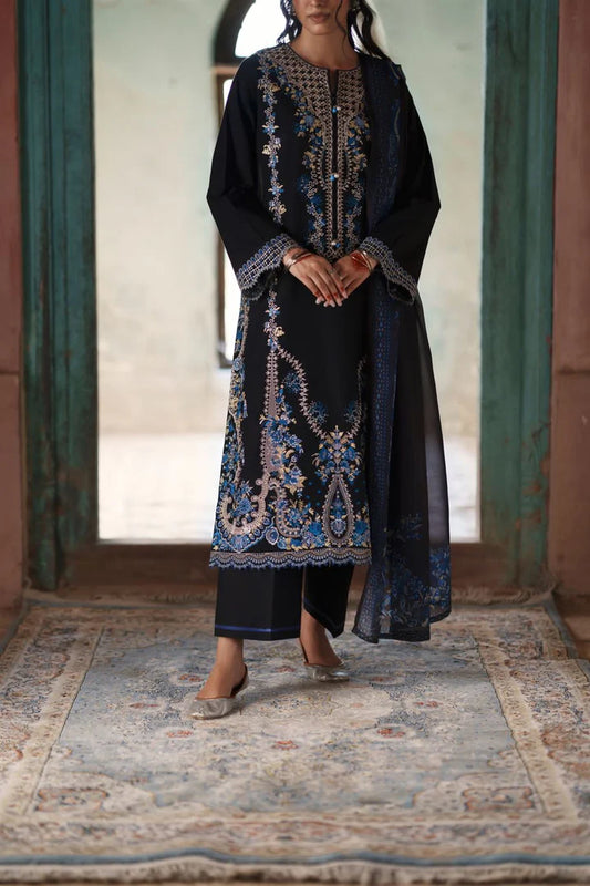 Casual Lite - 3 Piece Stitched Cotton Lawn Suit (Midnight Royality)