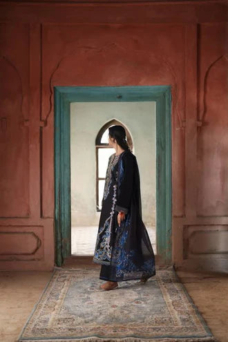 Casual Lite - 3 Piece Stitched Cotton Lawn Suit (Midnight Royality)