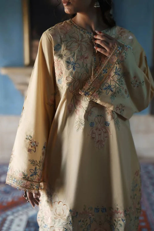 Casual Lite - 3 Piece Stitched Cotton Lawn Suit (Golden Blossom)