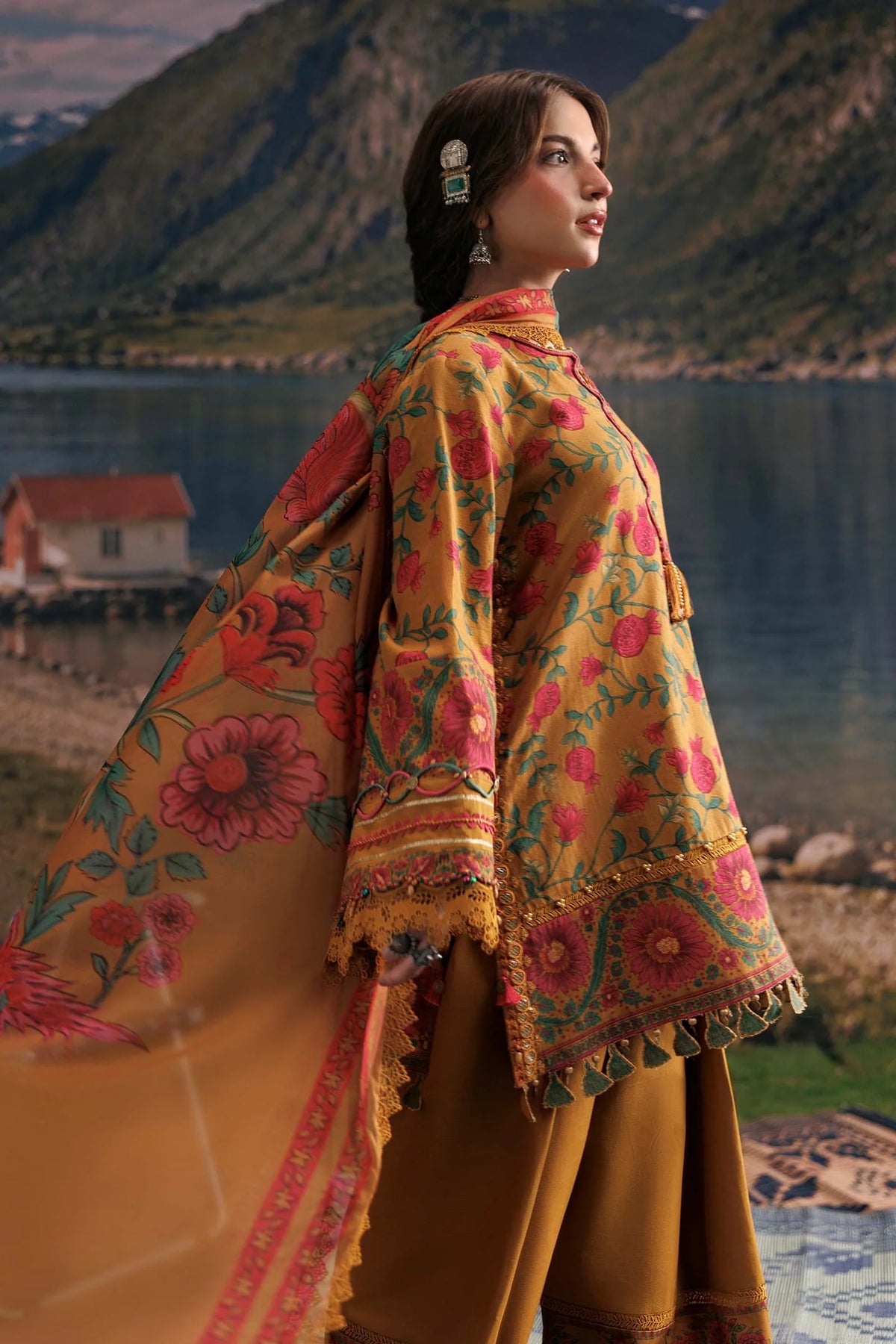 Maria.B M Basics 3 Piece Unstitched Embroidered Slub Khaddar Suit (6B)