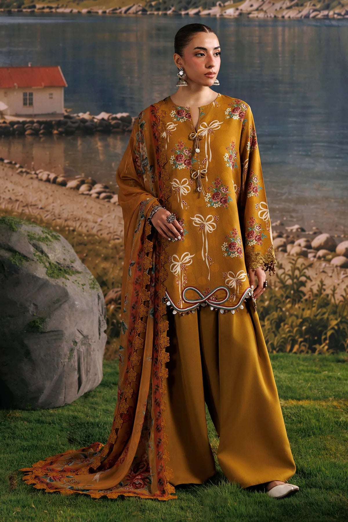 Maria.B M Basics 3 Piece Unstitched Embroidered Linen Suit (8A)