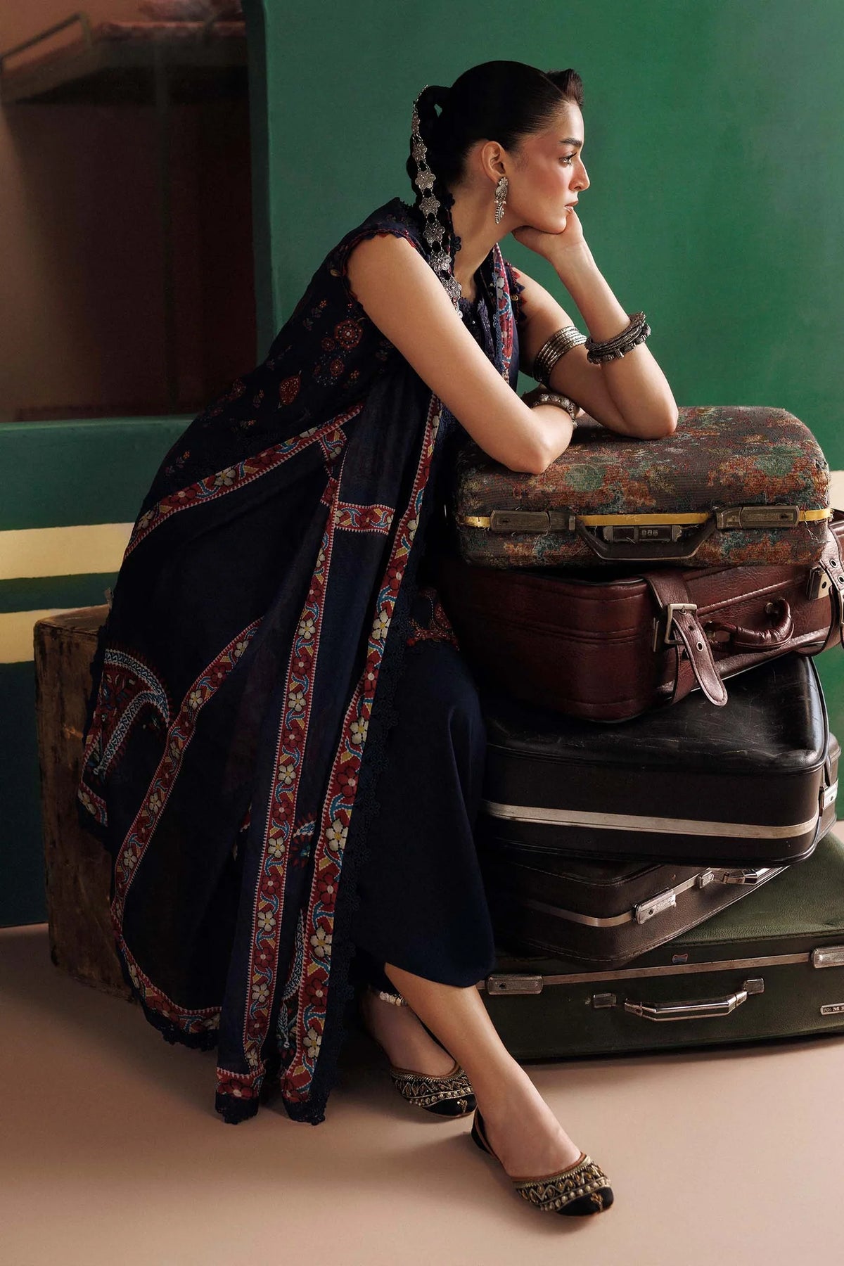 Maria.B M Basics 3 Piece Unstitched Embroidered Linen Suit (9A)