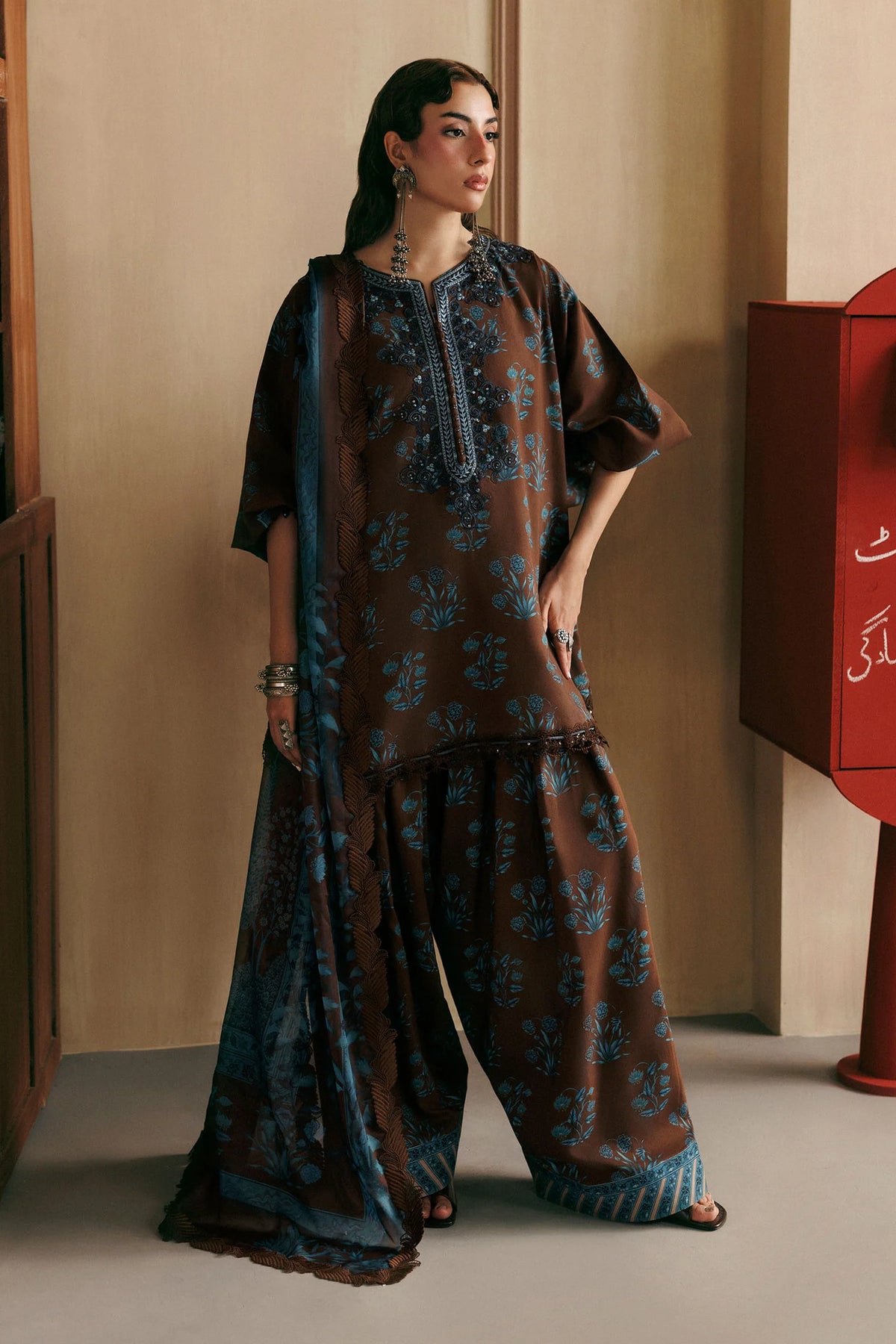 Maria.B M Basics 3 Piece Unstitched Embroidered Linen Suit (12B)