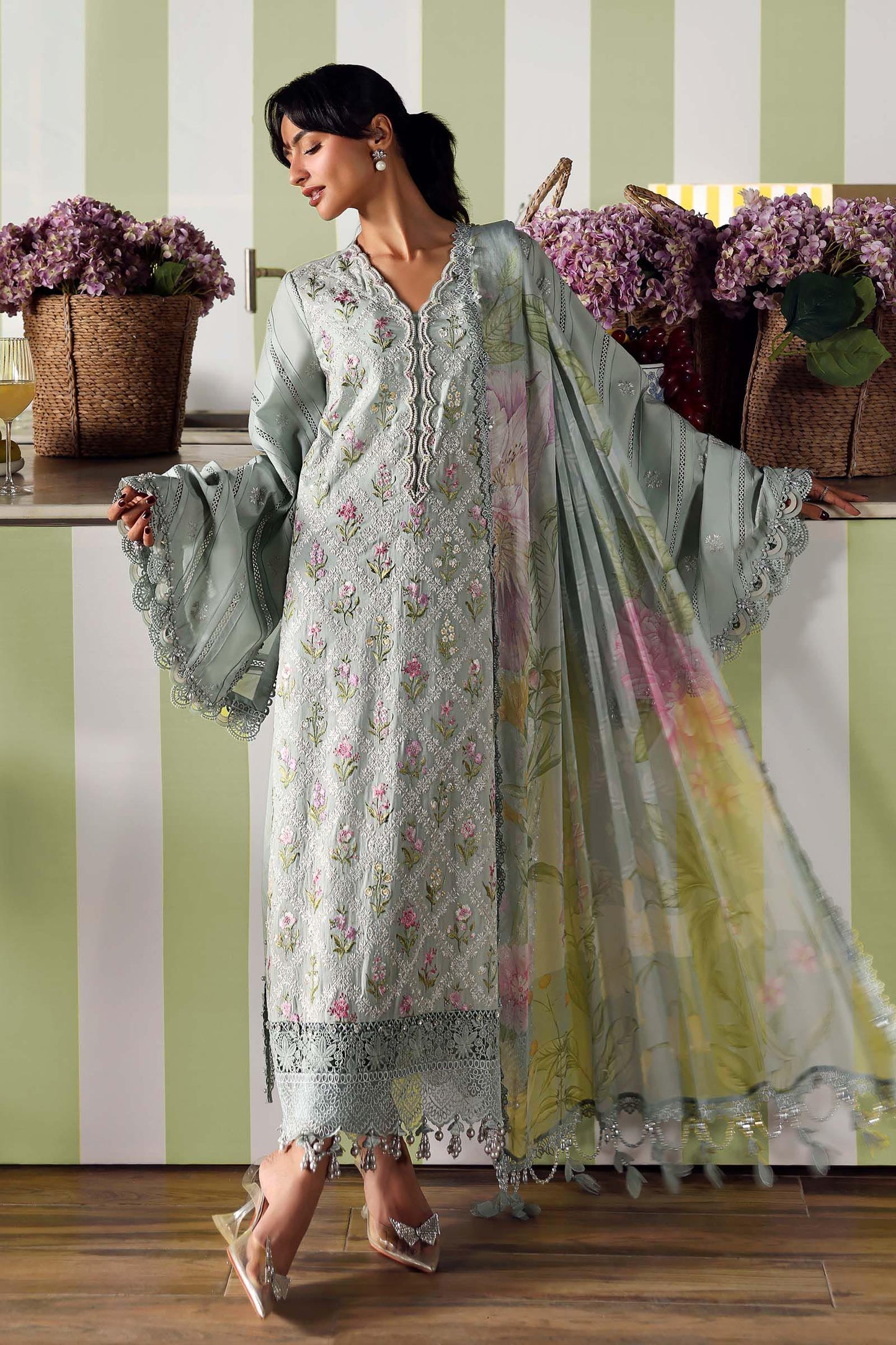 Maria.B M.PRINTS Embroidered Lawn 3 Piece Unstitched Suit – (01B)