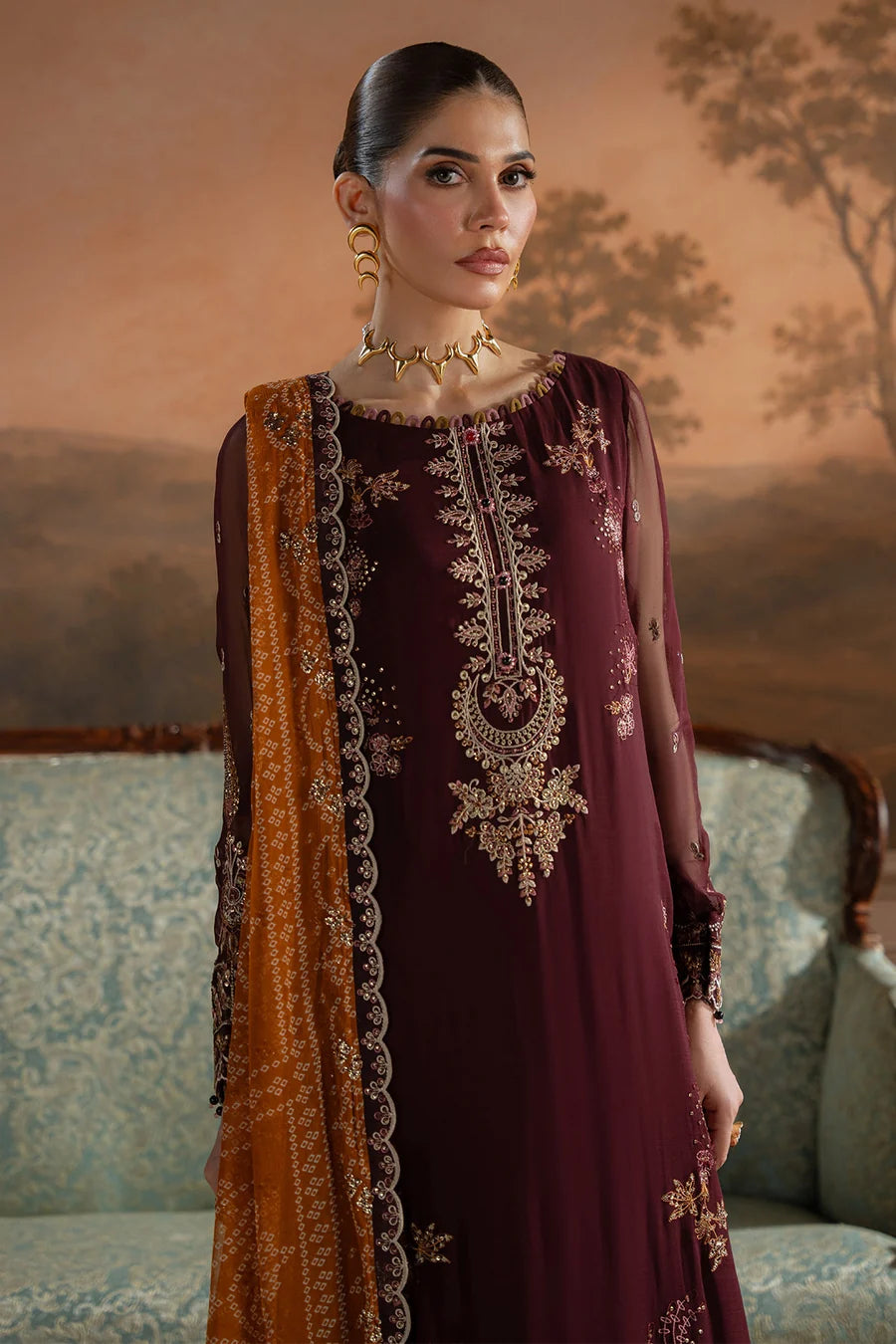 Nureh by Amaya Embroidered Chiffon Unstitched 3-Piece Suit (AM-47)