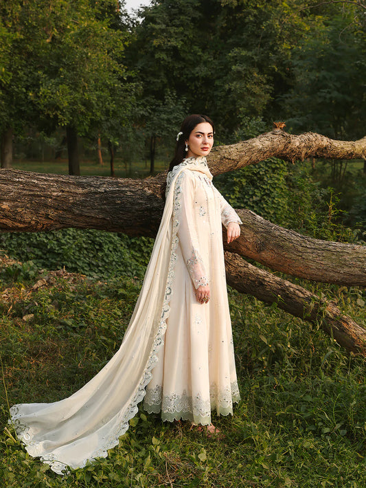 Janaan Premium Chikankari Jacquard 3-Piece Stitched suite (Pearl)