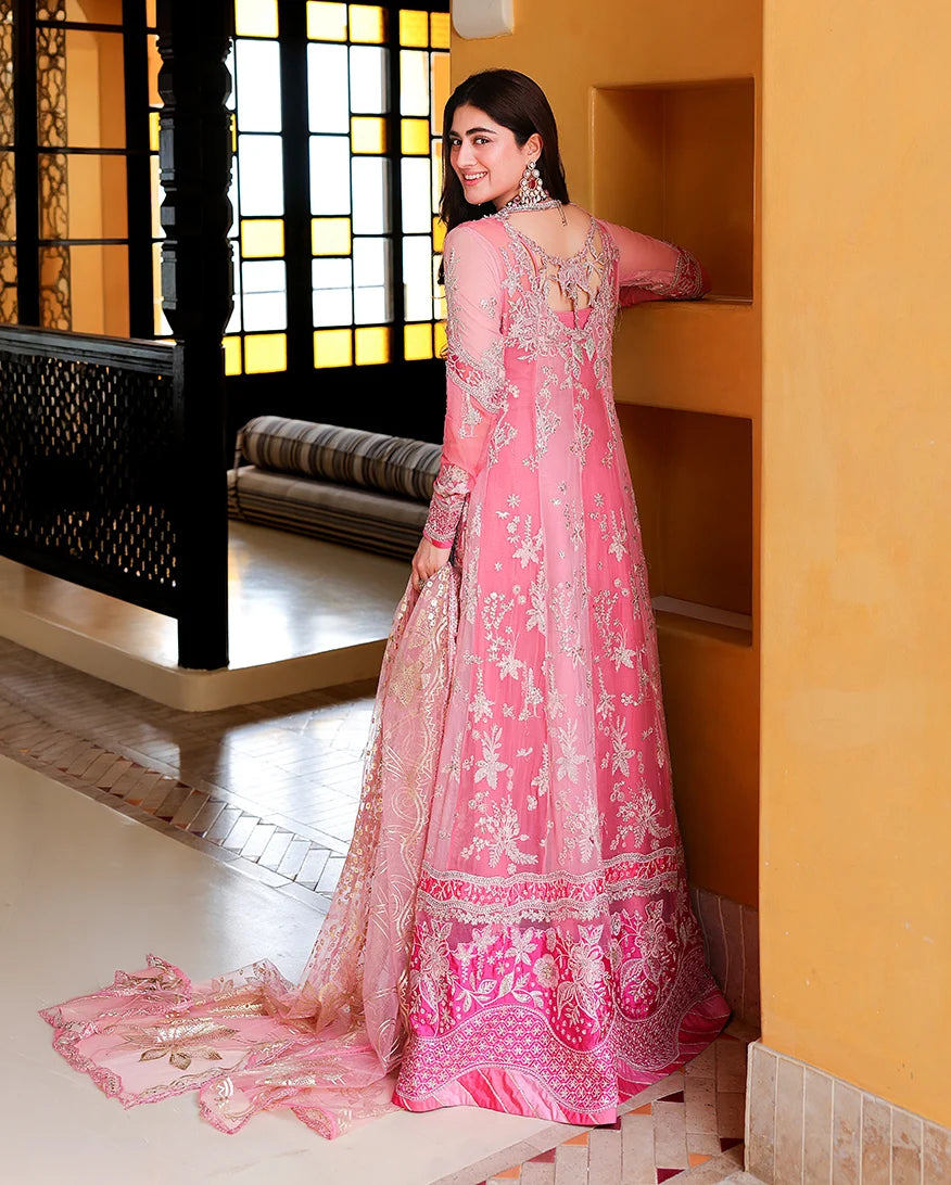 Mushq Bachelorette Chiffon Embroidered 3-Piece Unstitched Suit (Pink Promise)