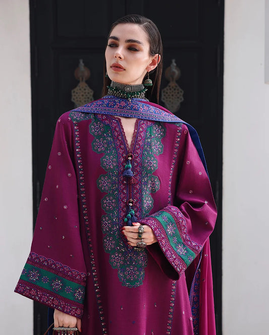 Mushq Nuvera 26 Embroidered 3-Piece Unstitched Suit (Reina Rouge)