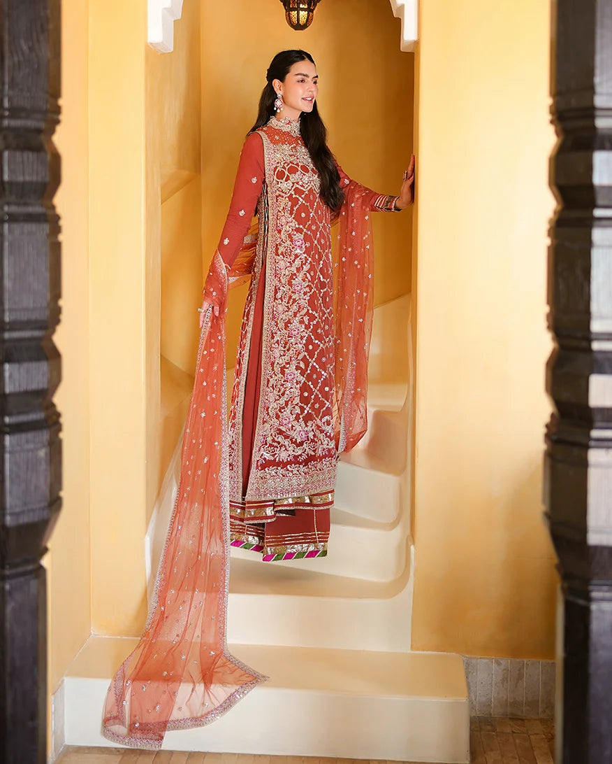 Mushq Bachelorette Chiffon Embroidered 3-Piece Unstitched Suit (Rose Romance)