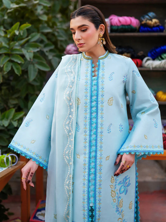 Inlays Mahnur – Embroidered Lawn 3 Piece Unstitched Suit with Chiffon Dupatta (ST-02)