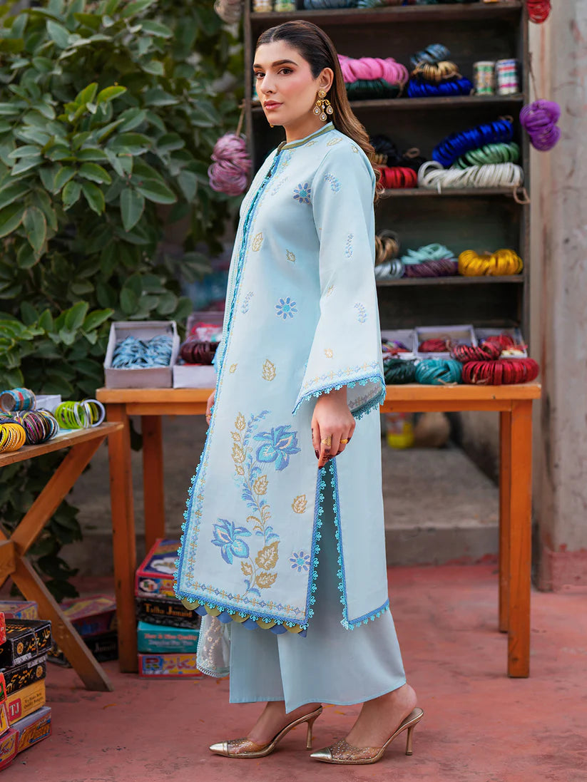 Inlays Mahnur – Embroidered Lawn 3 Piece Unstitched Suit with Chiffon Dupatta (ST-02)
