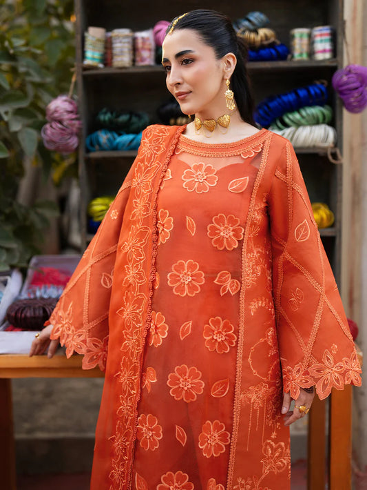 Inlays Mahnur – Embroidered Lawn 3 Piece Unstitched Suit with Chiffon Dupatta (ST-09)