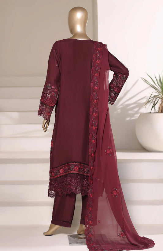 Sadabahar Luxury Embroidered Formal Stitched 3 Piece Suit – D-06 (Maroon)