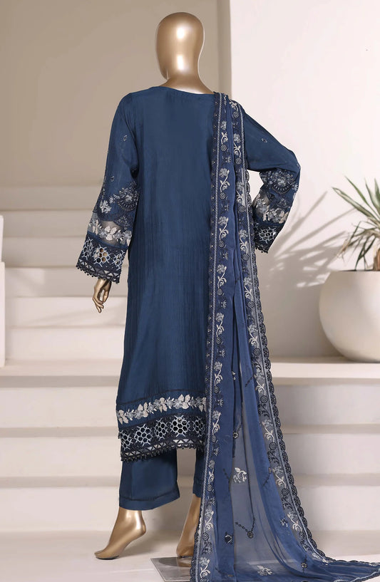 Sadabahar Luxury Embroidered Formal Stitched 3 Piece Suit – D-03 (Blue)