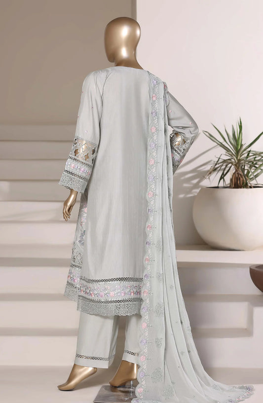 Sadabahar Luxury Embroidered Formal Stitched 3 Piece Suit – D-01 (Grey)