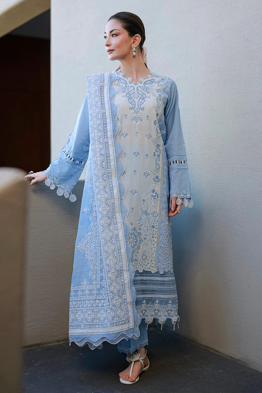 Zellbury Chikankari Embroidered Stitched 3 Piece Suit (4066)