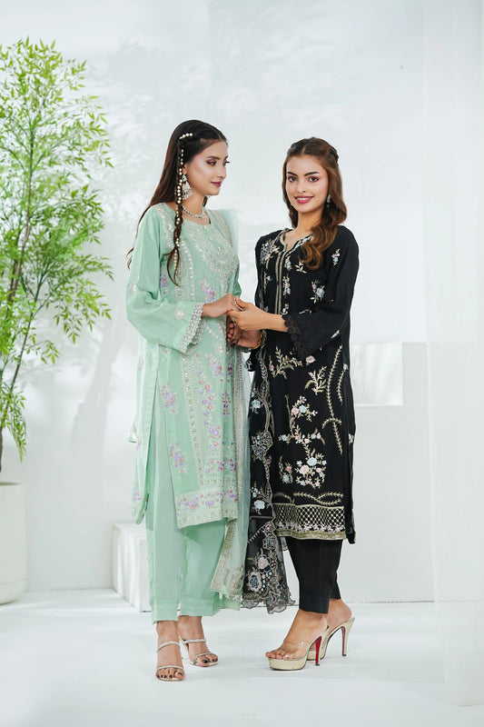 Luxury Cotton Silk Full Embroidered 3PC Suit (Stitched)