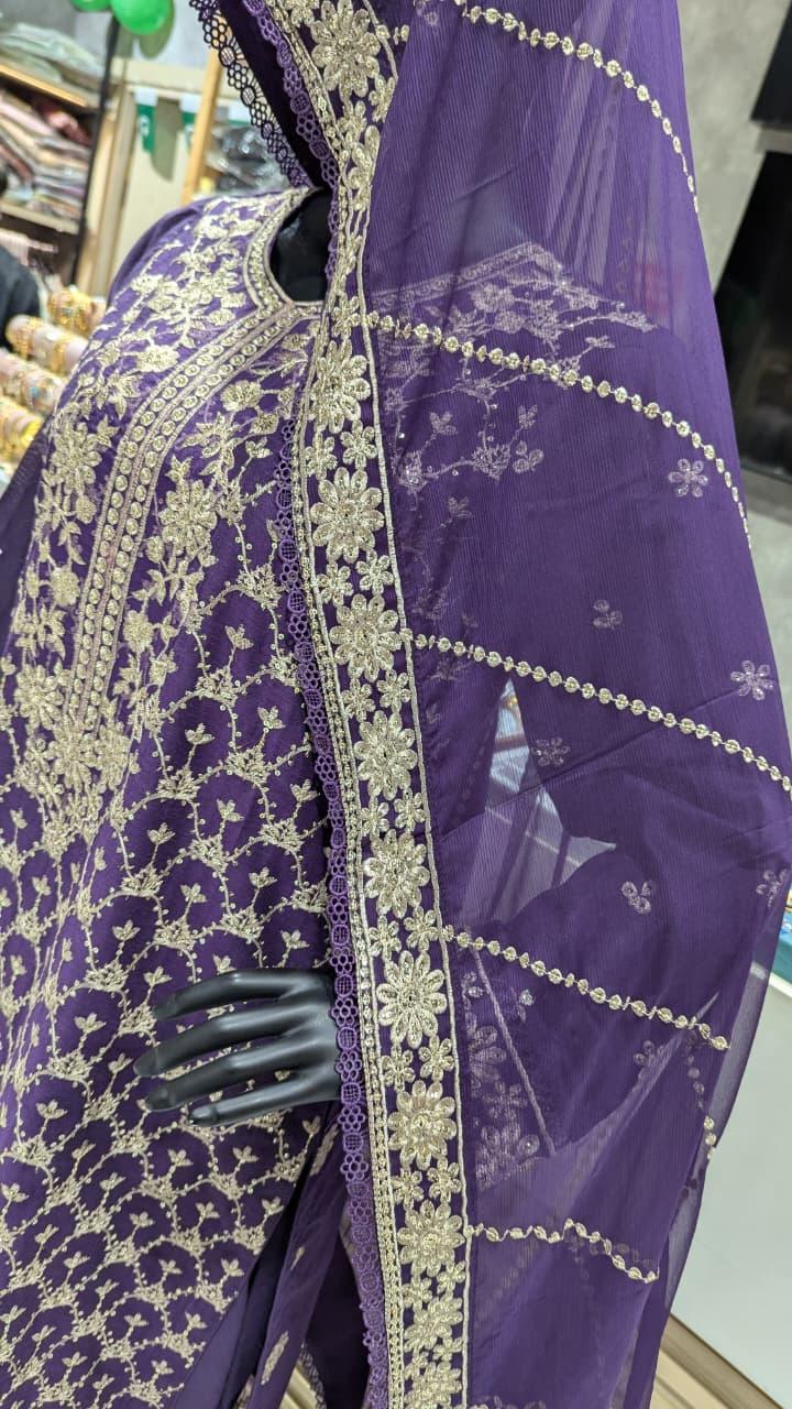 GABA Embroidered 3-Piece Stitched Suit with Chiffon Dupatta (01)
