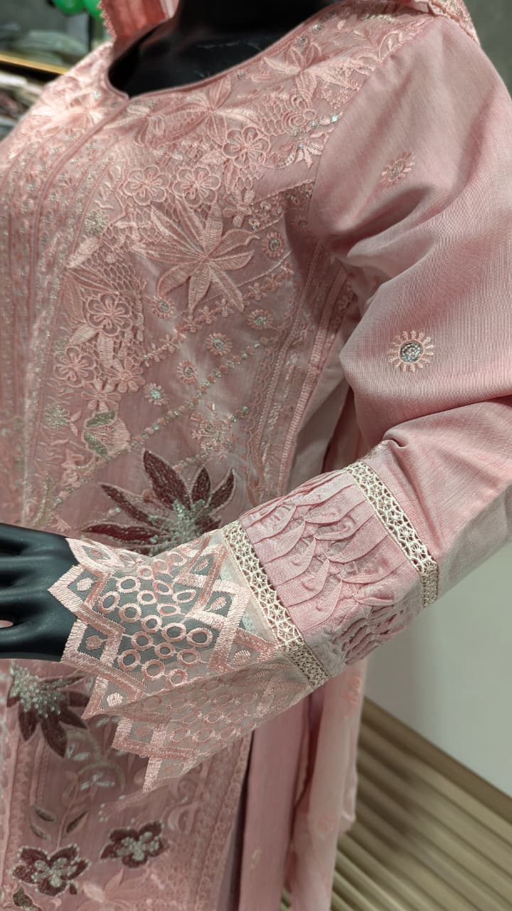 GABA Embroidered 3-Piece Stitched Suit with Chiffon Dupatta (04)