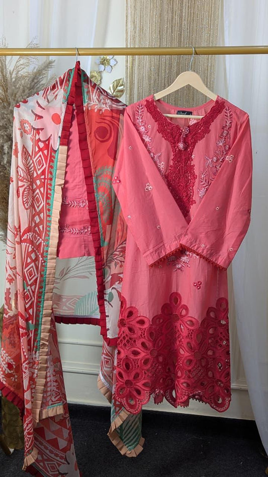 Hemline By Mushq - Embroidered Lawn 3 Piece stitched Suit (MARTA)