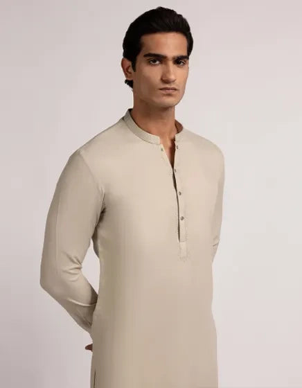 Sand Blended Semi-Formal Stitched Kameez Shalwar – Regular Fit