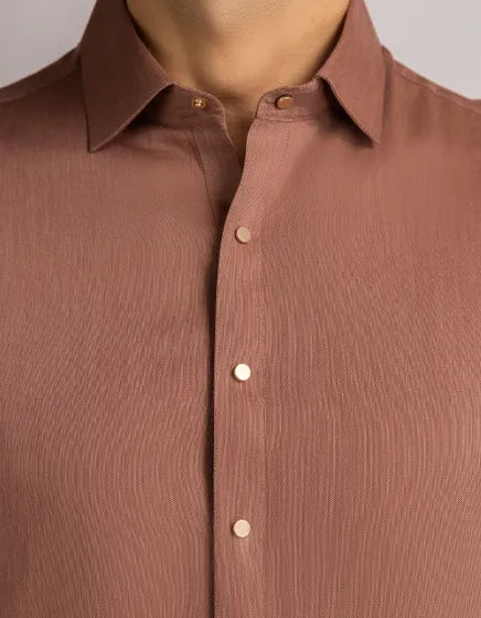 Rust Brown Cotton Casual Semi-Formal Stitched Kameez Shalwar – Regular Fit