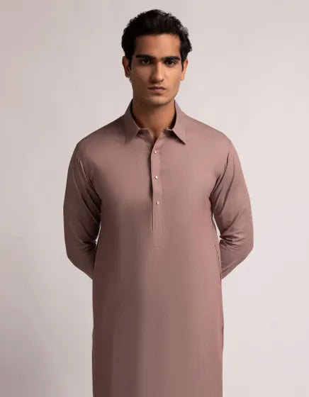Dark Maroon Casual Semi-Formal Stitched Kameez Shalwar – Regular Fit