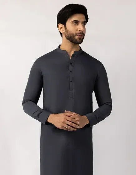 Charcoal Blended Semi-Formal Stitched Kameez Shalwar – Regular Fit