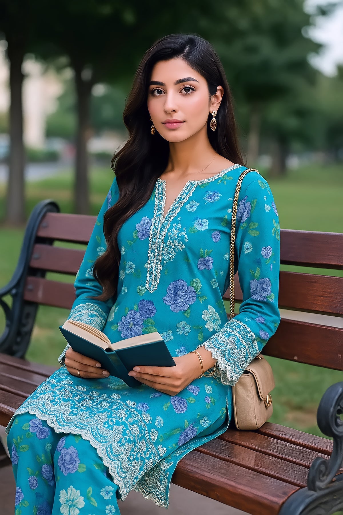 Lakhany LG-AR-0026 02 Piece Ready to wear Embroidered Shirt & Trouser