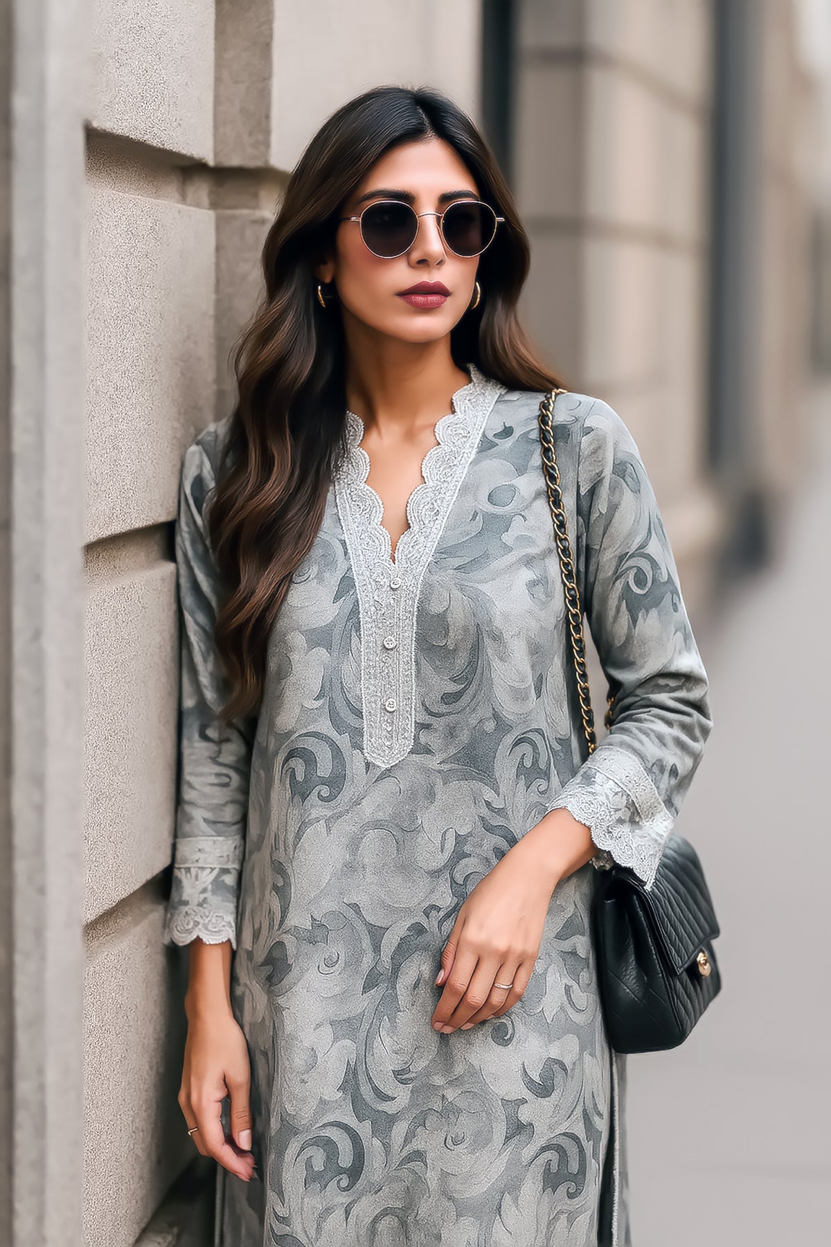 Lakhany LG-IZ-0370 02 Piece Ready to wear Embroidered Shirt & Trouser