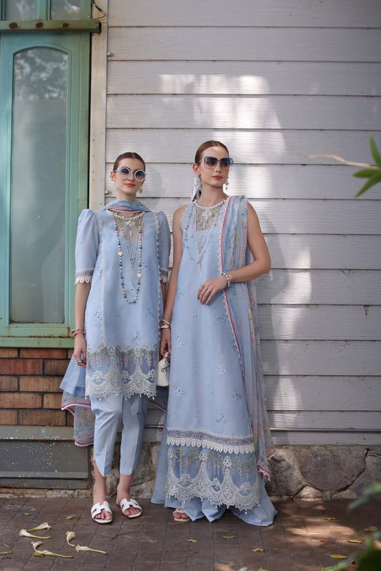 Noor by saadia Asad D2- Cerulean Blue Eid Luxe Chikankari' 25