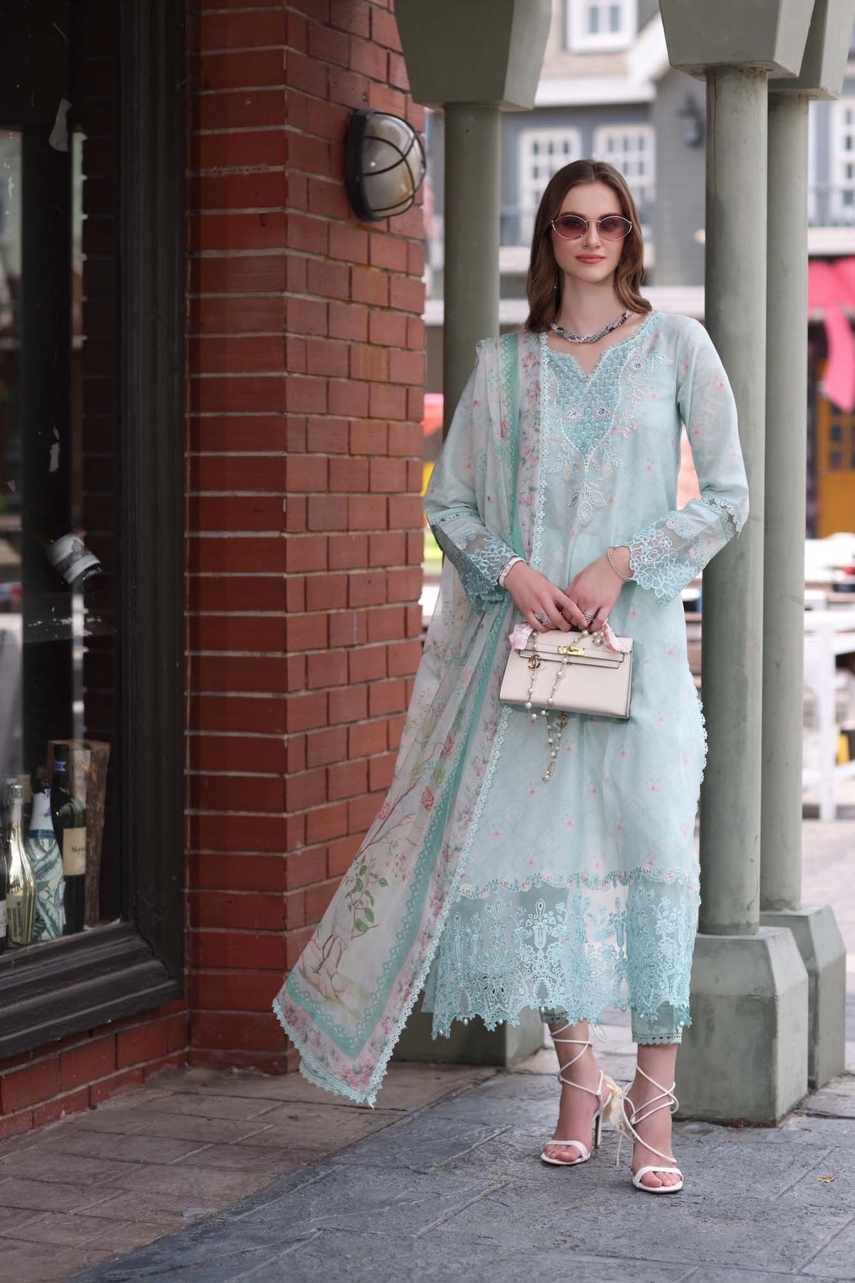 Noor by saadia Asad D6- Aqua Marine Eid Luxe Chikankari' 25