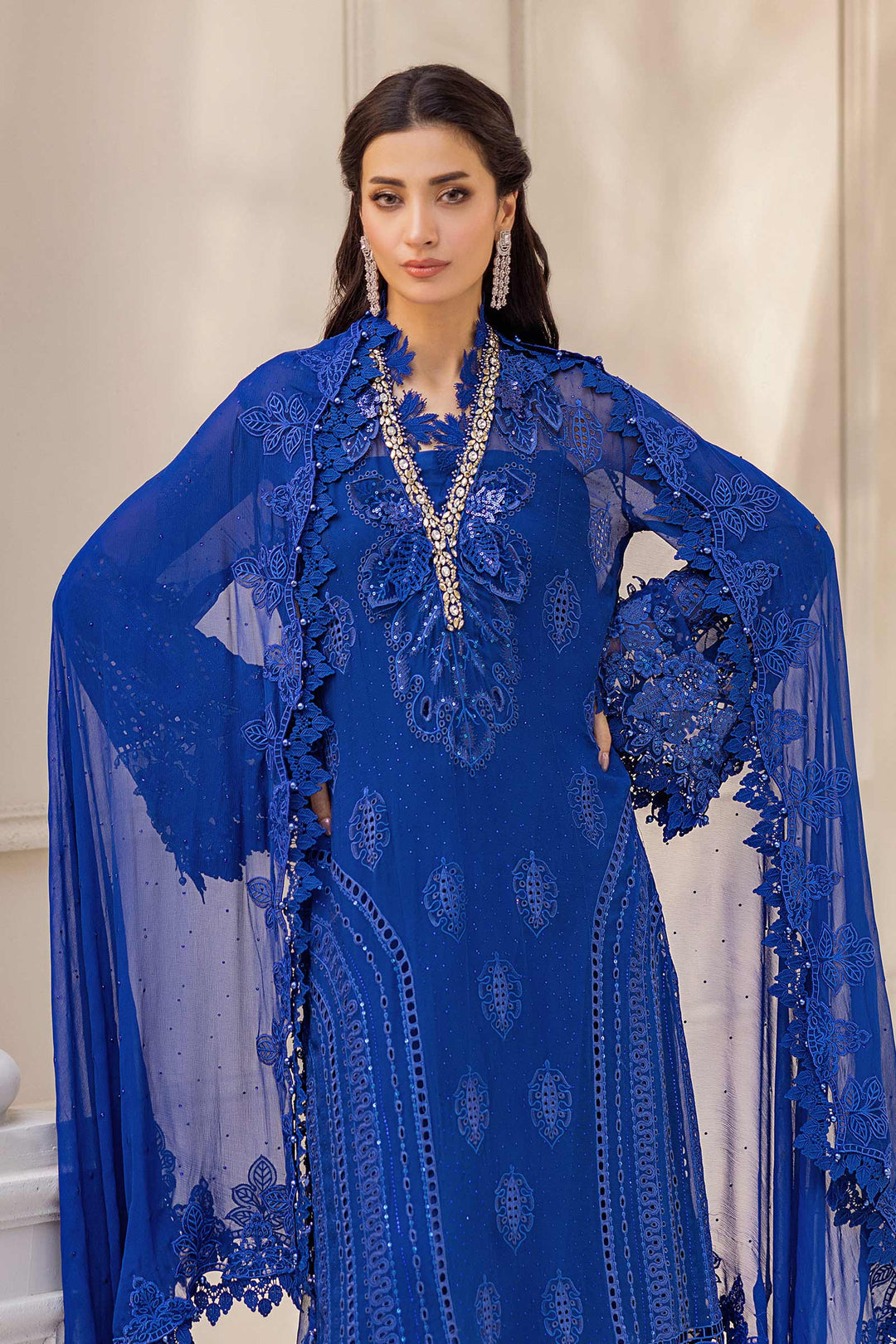 Maria B MPC-25-103 3 Piece Unstitched Embroidered Chiffon Suit