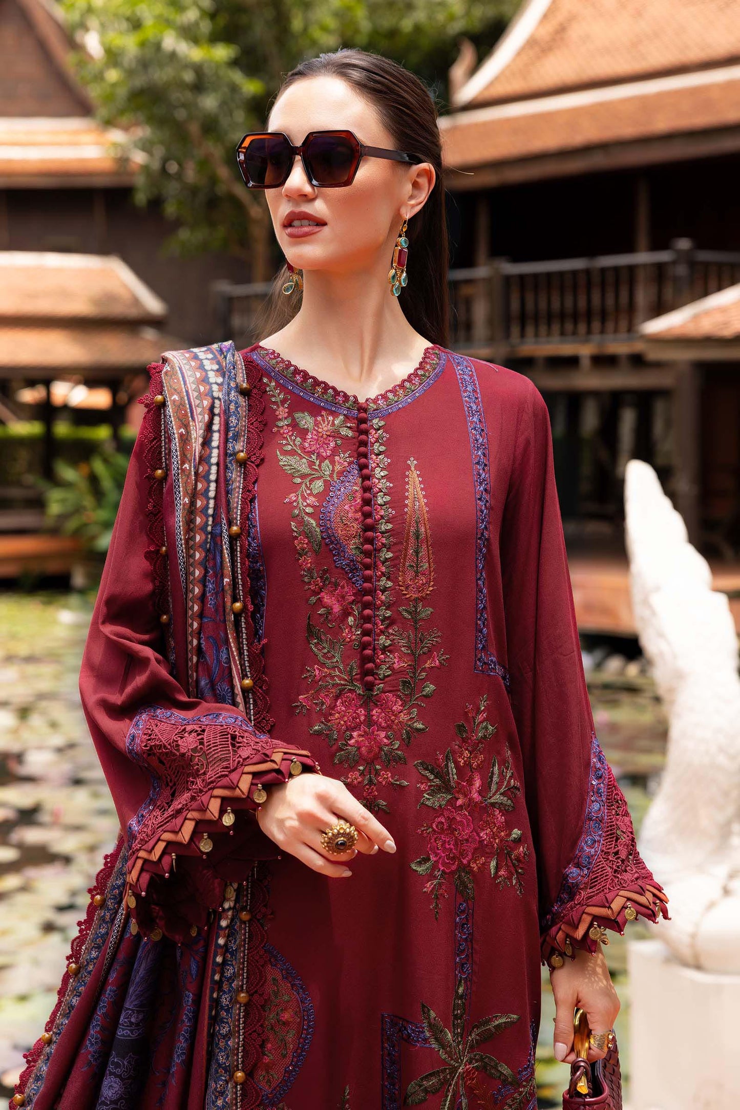 Maria b Mprints 7A Unstitched Embroidered Twill Linen 25'