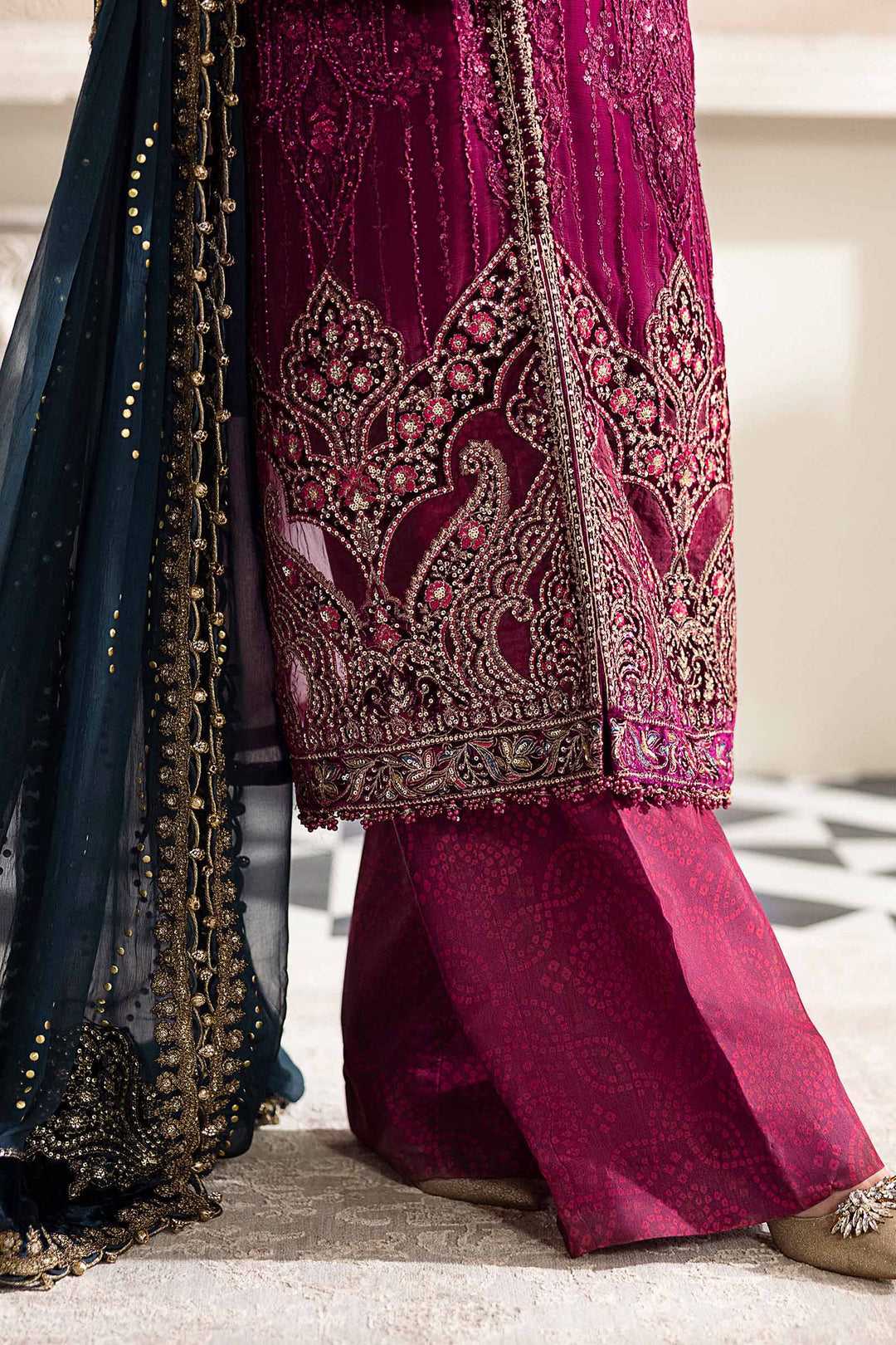 Maria B MPC-25-102 3 Piece Unstitched Embroidered Chiffon Suit