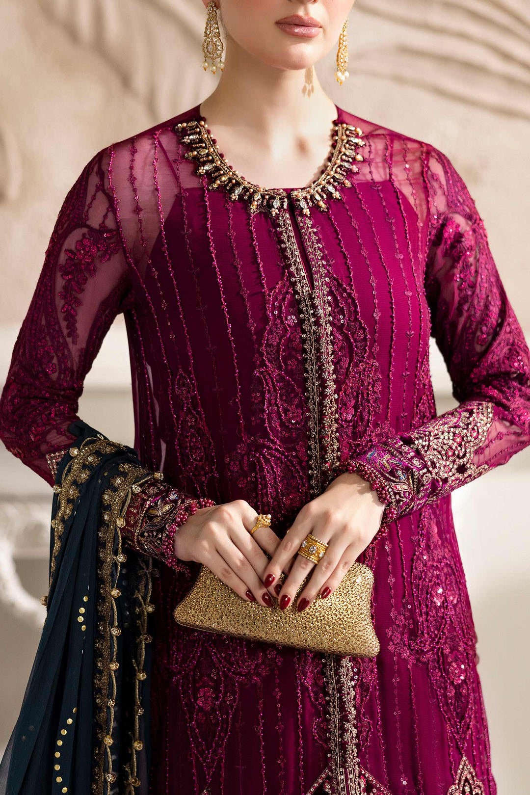 Maria B MPC-25-102 3 Piece Unstitched Embroidered Chiffon Suit
