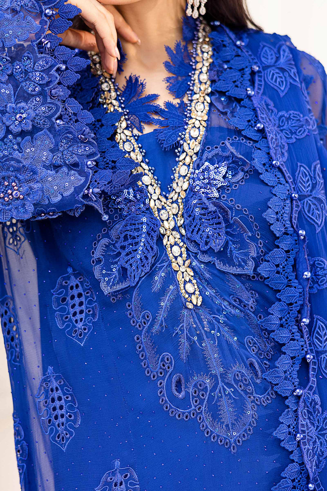 Maria B MPC-25-103 3 Piece Unstitched Embroidered Chiffon Suit