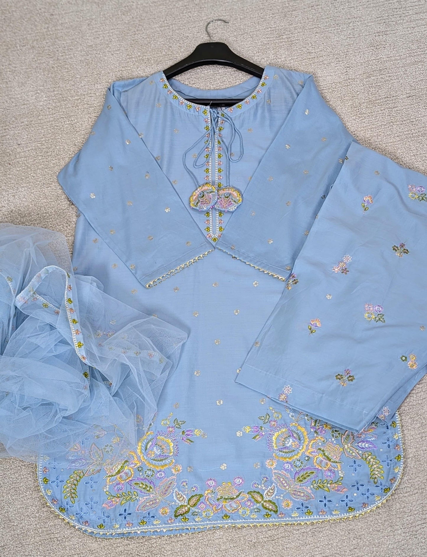 Amna Khurram Saima-Aug04 Sky-Blue Ready to wear