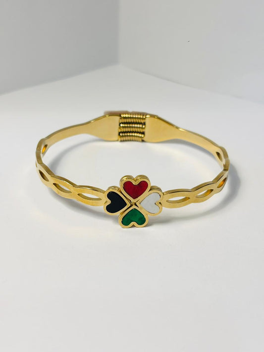 Four-Heart Clover Enamel Bangle