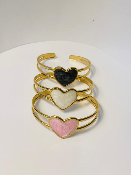Enamel Heart Open-Cuff Bracelets