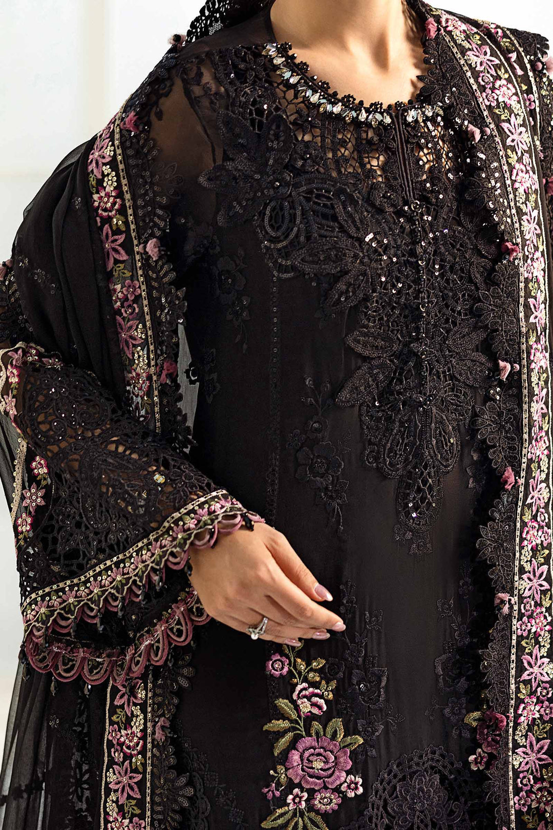 Maria B MPC-25-104 3 Piece Unstitched Embroidered Chiffon Suit