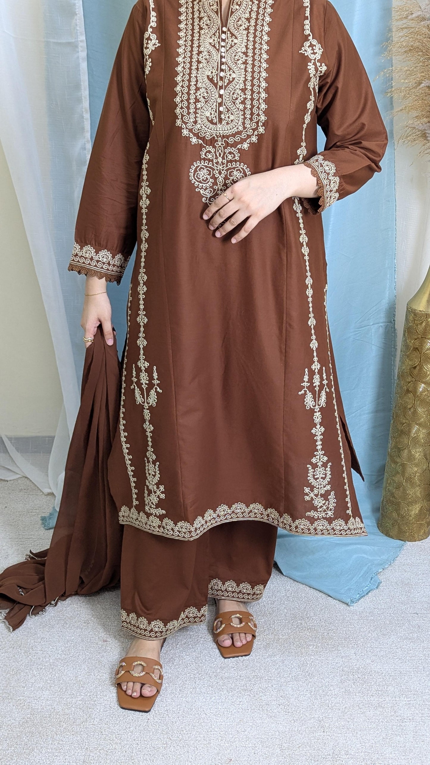Amna Khurram Zimal-Aug6 Brown Ready to wear