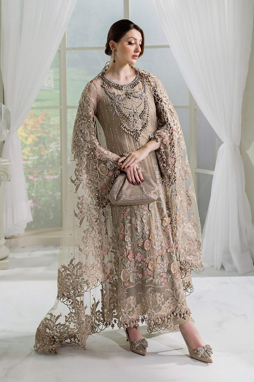 Maria B MPC-25-107 3 Piece Unstitched Embroidered Chiffon Suit