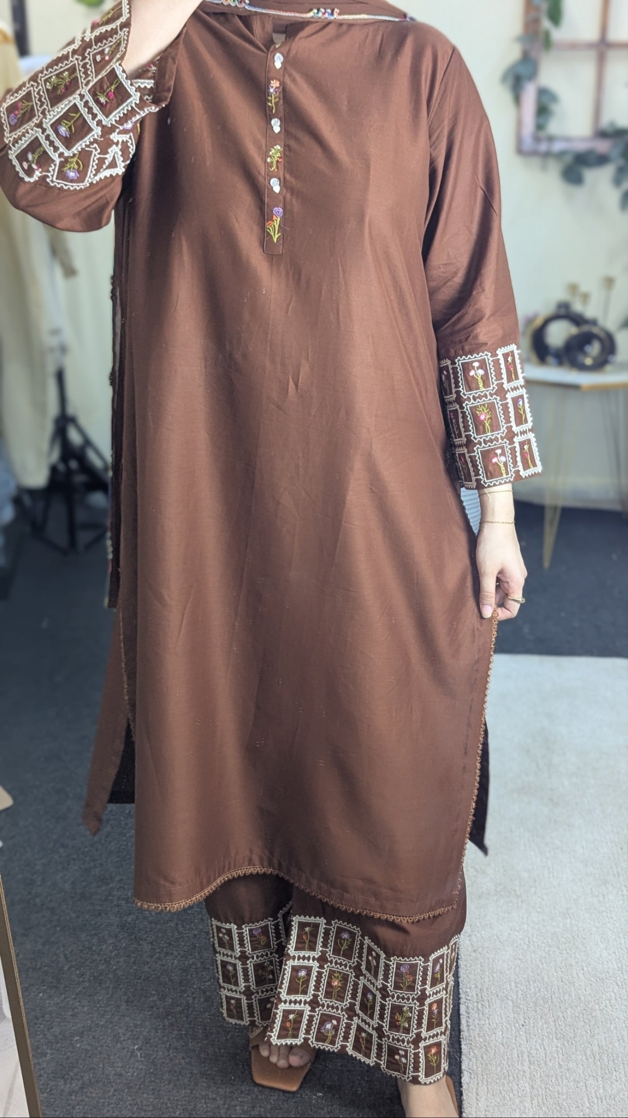 Amna Khurram Zimal-Aug10 Brown Ready to wear