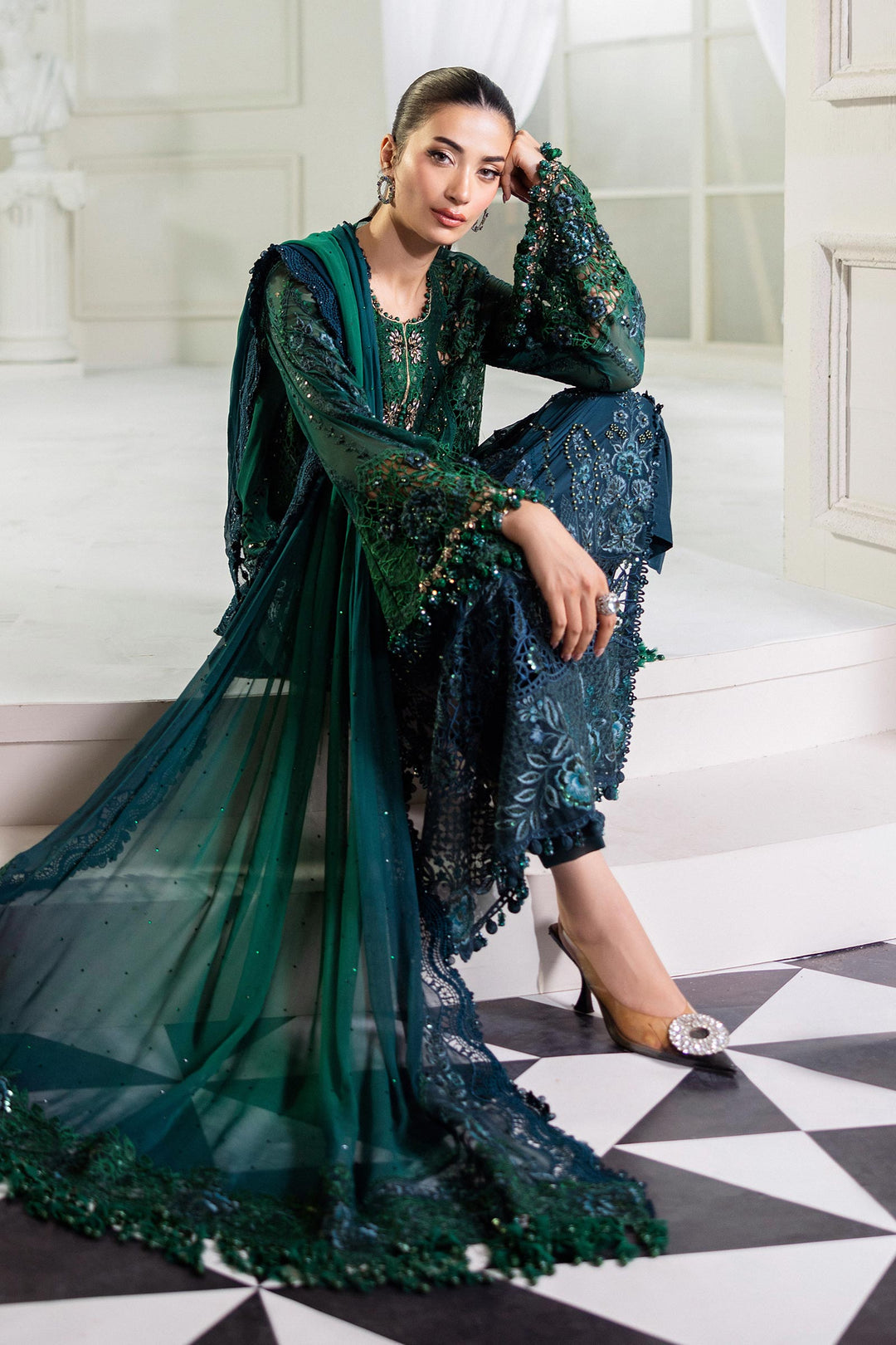 Maria B MPC-25-106 3 Piece Unstitched Embroidered Chiffon Suit