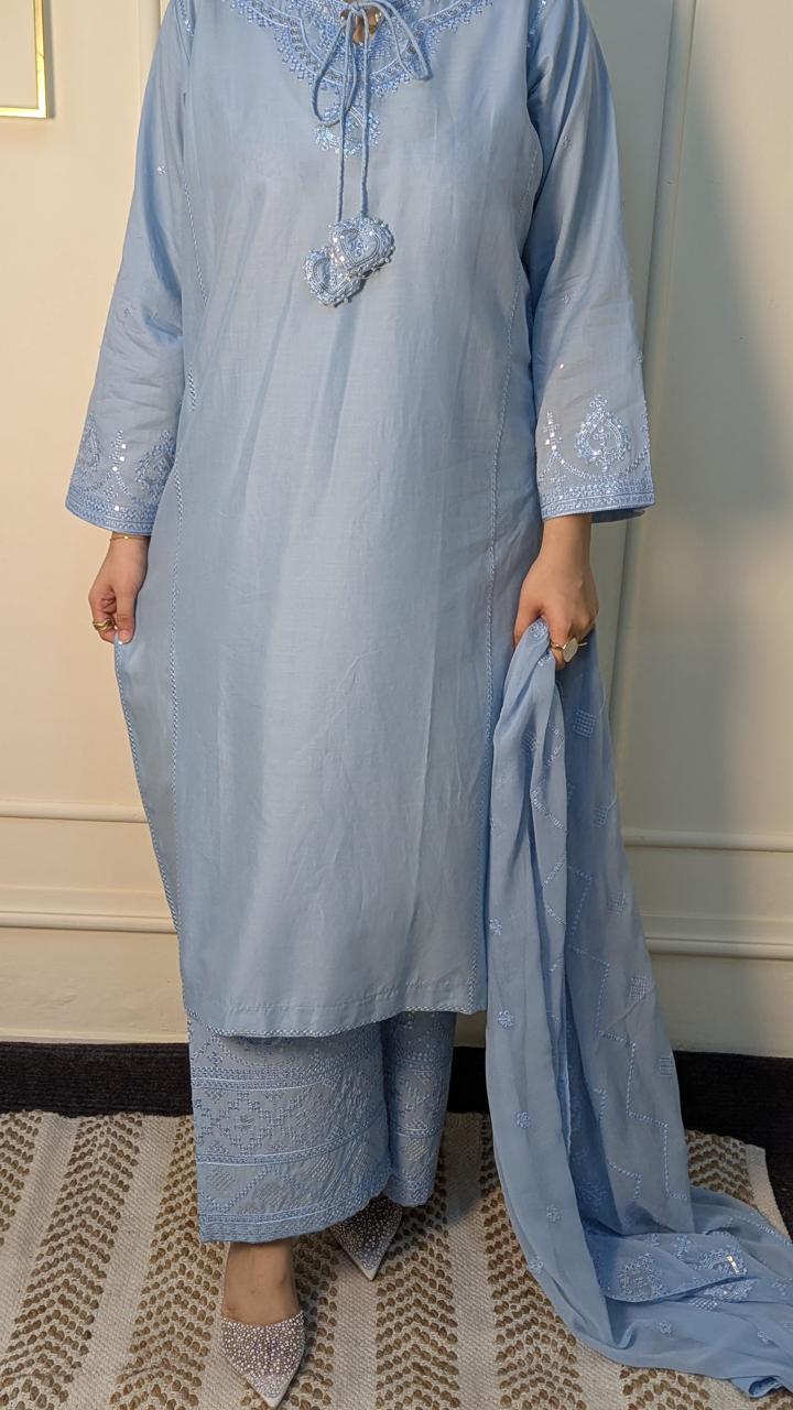Amna Khurram Saima-Aug05 Skyblue Ready to wear