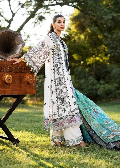 Sadaf Fawad Khan D02-B PALM ISLAND Siraa Embroidered Lawn Unstitched 3Pc Suit