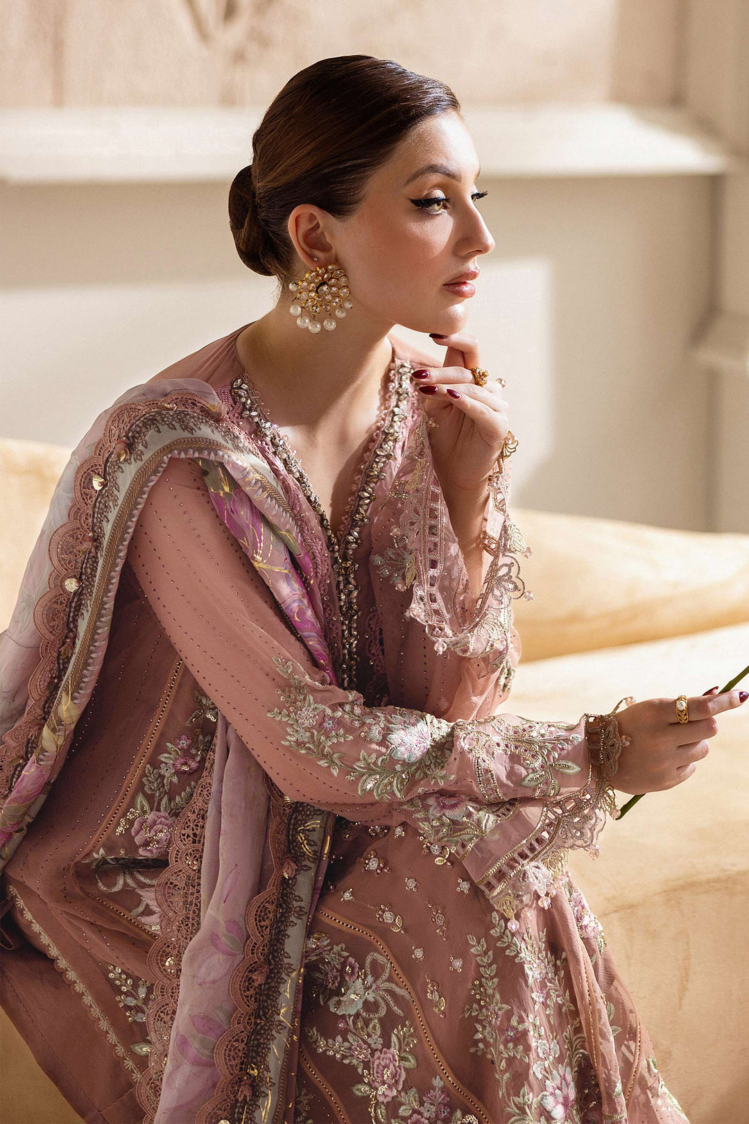 Maria B MPC-25-105 3 Piece Unstitched Embroidered Chiffon Suit
